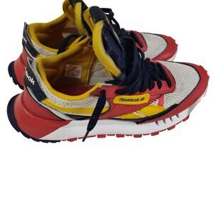 Reebok Classic Leather Legacy Shoes Mens Size 5.5 Red Yellow Navy Mesh Runner